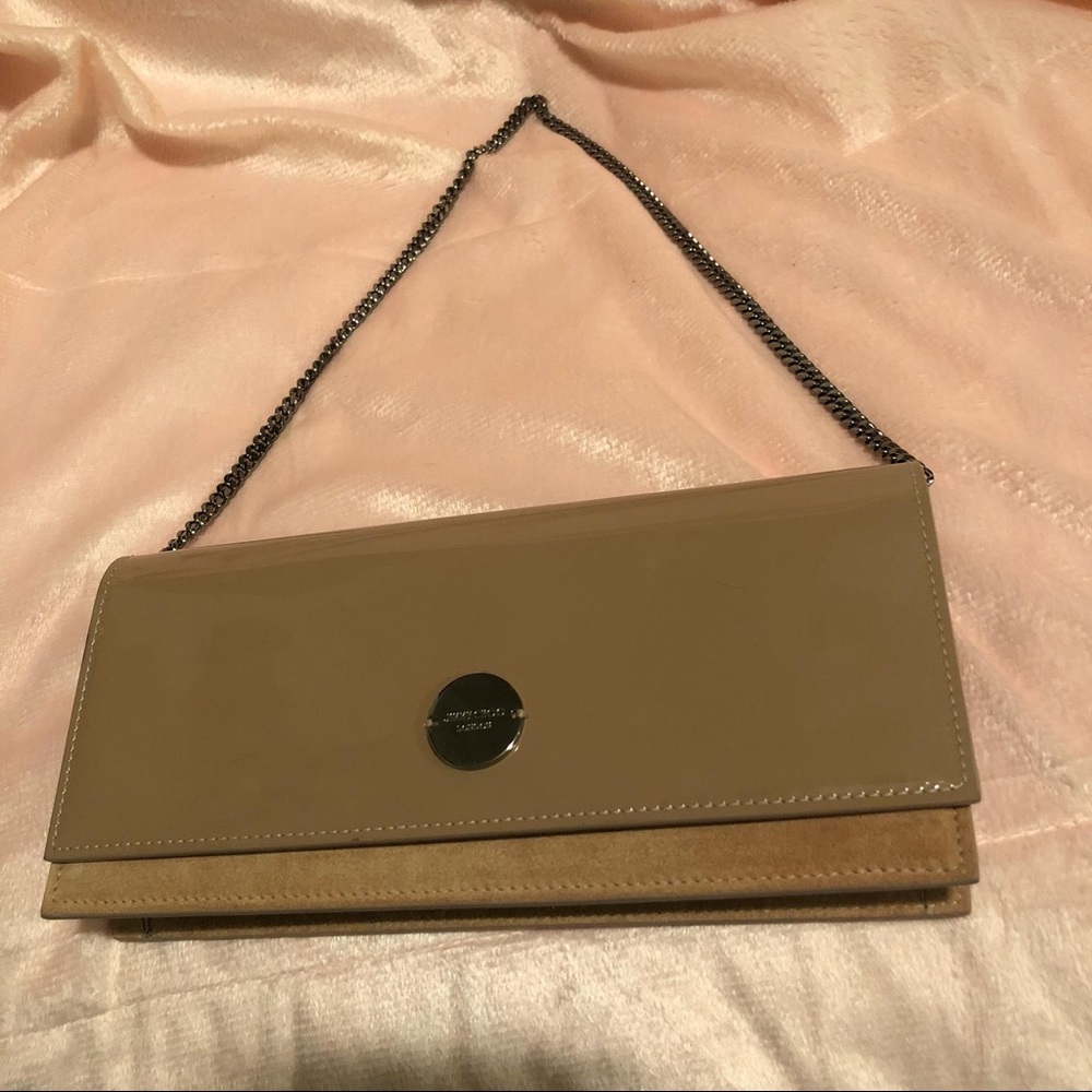 Jimmy choo Nude Patent and Suede Clutch Bag